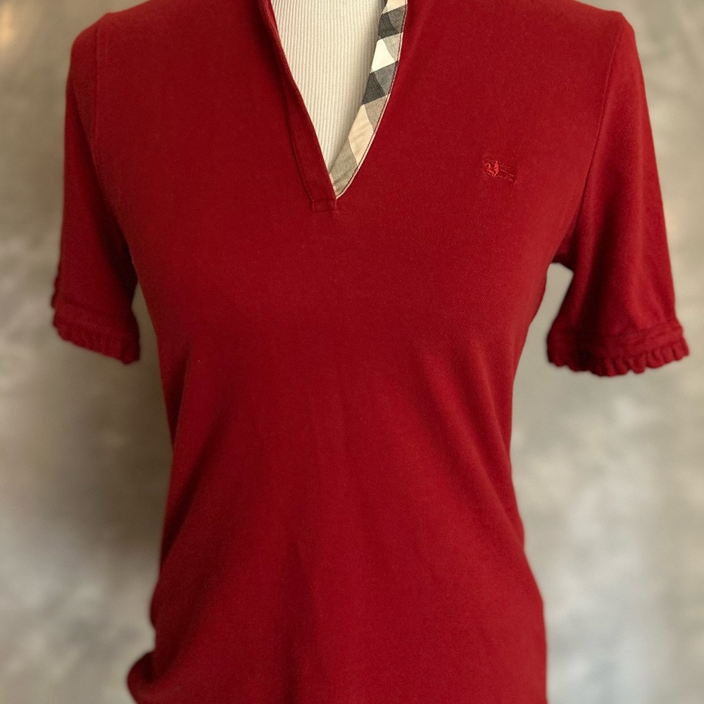 Burberry Red Polo Style Women’s Top Size M
